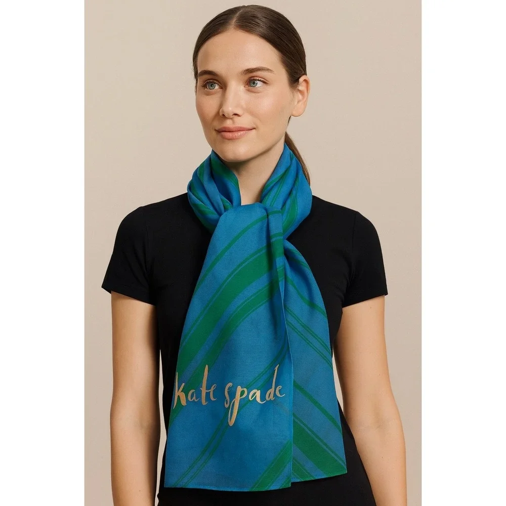 Kate Spade‎ Oblong Scarf Blue Gteen Striped